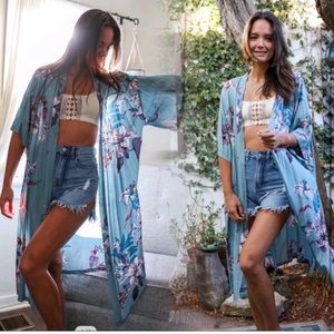 New Bohemian Mixed Floral Print Kimono Cardigan Wrap Top